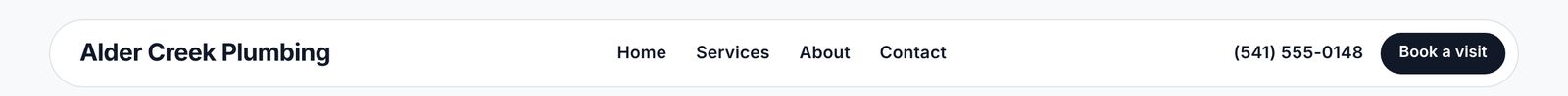 The Bento site header on desktop: logo, menu, phone number and a Book a visit button